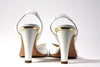 JIMMY CHOO White Patent Leather & Gold Heels