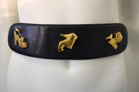 1980s SALVATORE FERRAGAMO Wide Belt with Shoe Charms