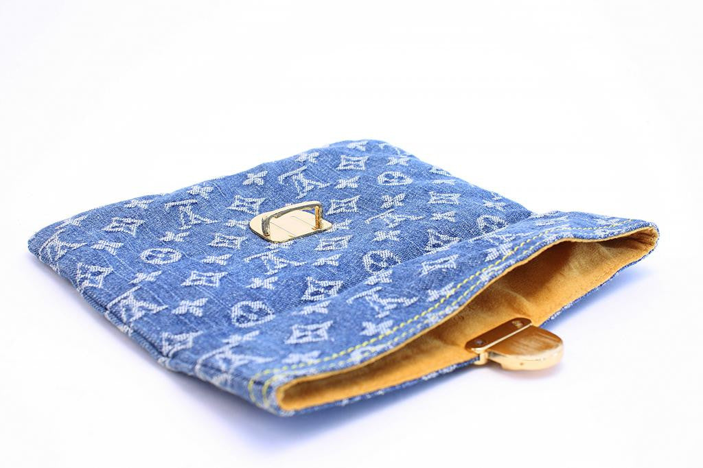Louis Vuitton Blue Denim Monogram Denim Pochette Plate Clutch Bag