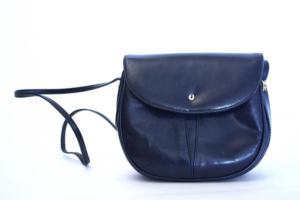Vtg Ande Handbag Women Small Navy Blue Leather Pleated Pouch Purse Shoulder  Bag | eBay