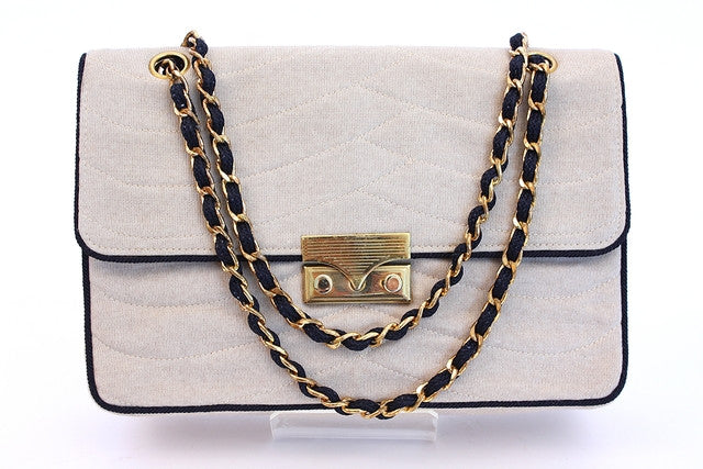 Rare Vintage 70's CHANEL Black Double Flap Bag at Rice and Beans Vintage