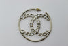 Rare CHANEL Large Rhinestone Logo Hoop Earrings