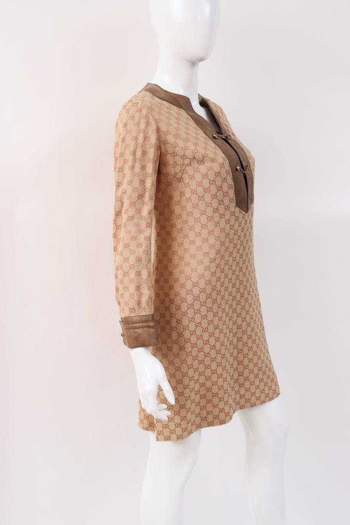 Documented 1969 Gucci Logo Canvas and Leather Trim Tunic Mini Dress –  Shrimpton Couture