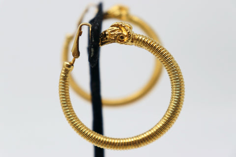 Vintage KENNETH LANE Gold Plated Ram Hoop Earrings