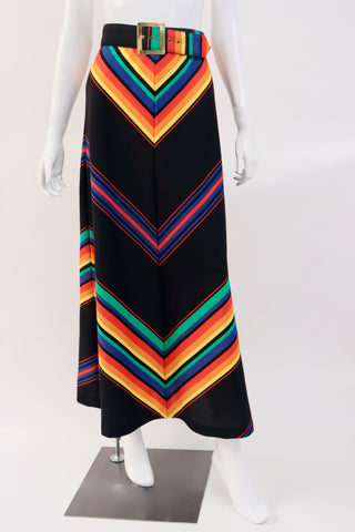 Vintage 70's Chevron Rainbow Skirt