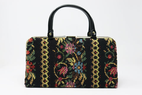 Vintage 60's Needlepoint Carpet Bag