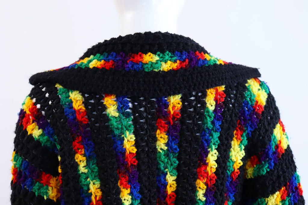 Vintage 70's Hand Knit Rainbow Sweater at Rice and Beans Vintage