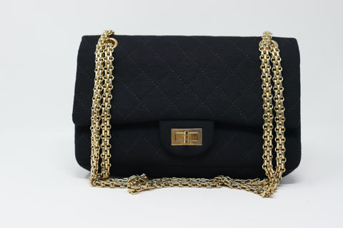 2006-2007 CHANEL Black Quilted Jersey Reissue Double Flap Bag