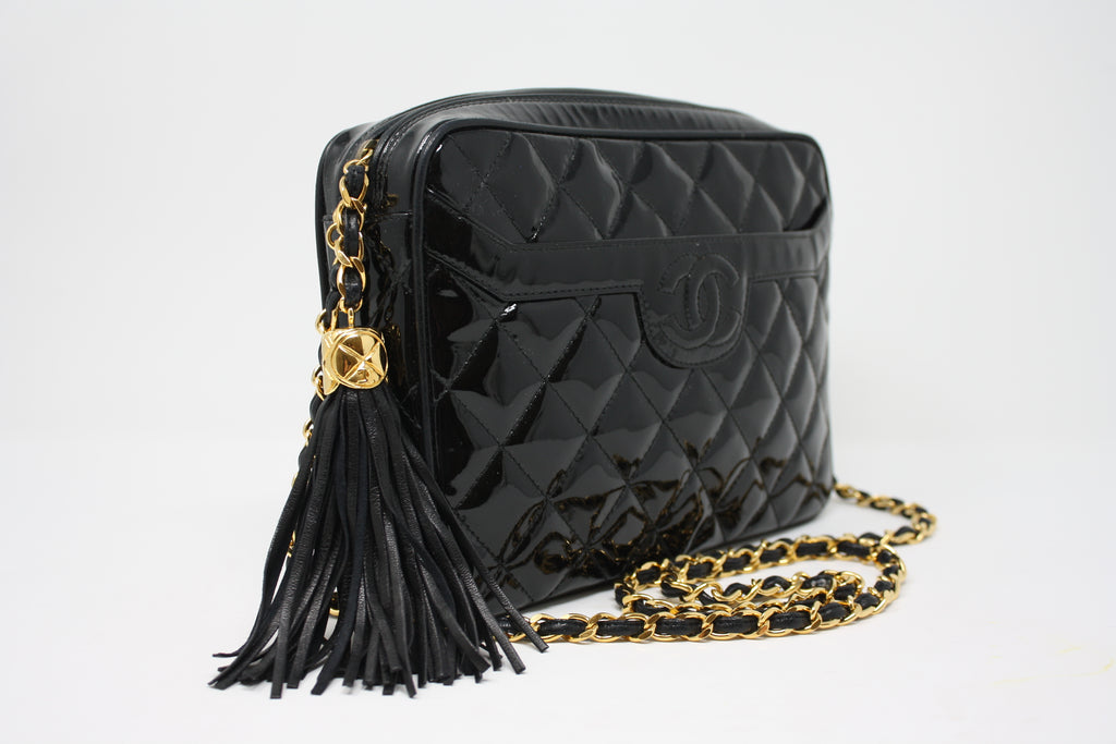Chanel Long Rare Vintage Patent Leather Crossbody Bag
