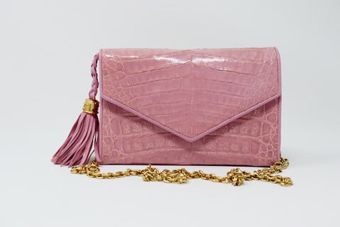 Rare Vintage 80's CHANEL Pink Crocodile Flap Bag or Clutch