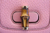 GUCCI Pink Studded Leather Handbag w/Bamboo Handle & Wallet