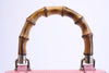 GUCCI Pink Studded Leather Handbag w/Bamboo Handle & Wallet