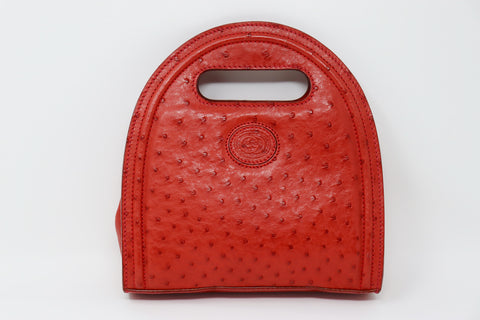 Rare Vintage 80's GUCCI Red Ostrich Convertible Bag