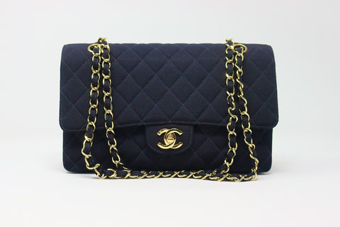 Rare Vintage CHANEL Black Grosgrain Double Flap Bag