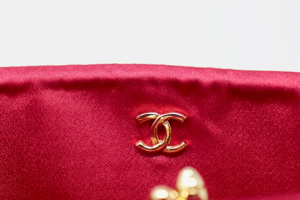 Rare Vintage CHANEL Chevron Pink Silk Evening Bag