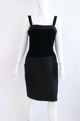 Vintage CHANEL Black Boucle & Velvet Dress