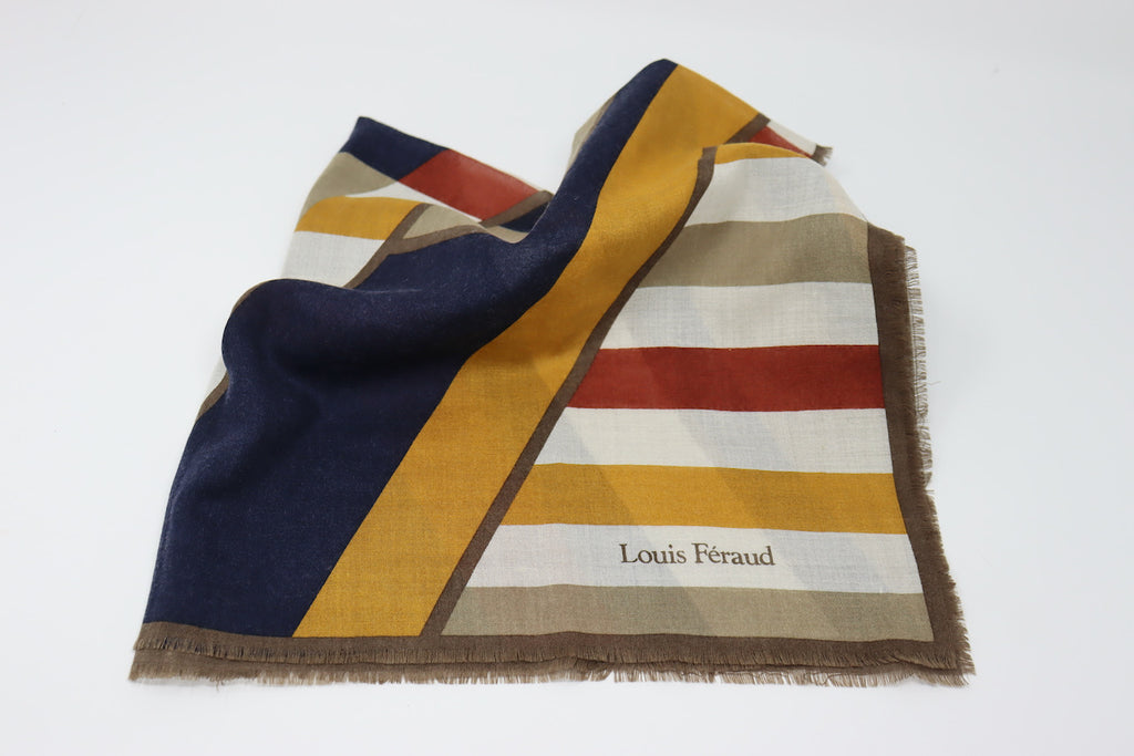 Louis Feraud Brown/Black Wool Scarf - Vintage Lux