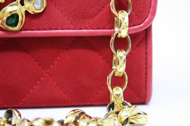 Rare Vintage CHANEL Red Flap Bag at Rice and Beans Vintage