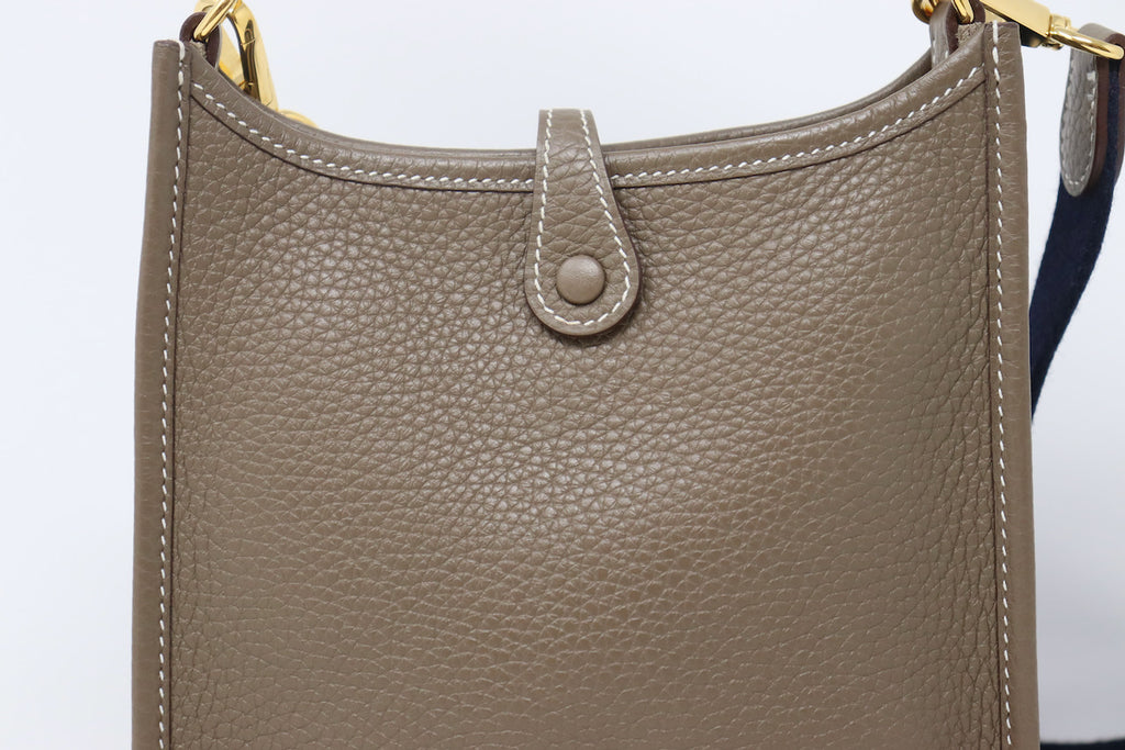 Hermes Evelyne e Clemence Gold 16 Mini/TPM Noir in Clemence Bull Calf  Leather with Gold Plated - US