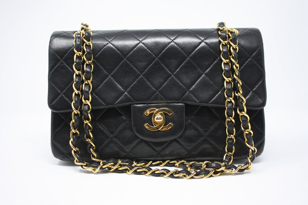 Chanel 9 Black Classic Double Flap Bag with Gold Hardware at