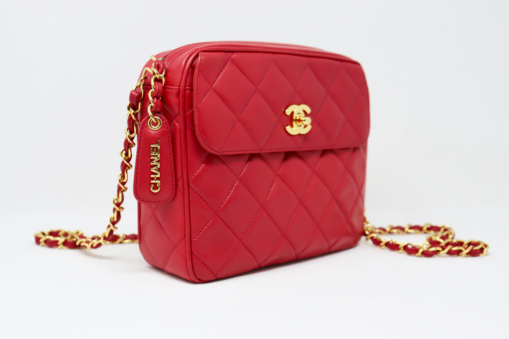 Rare Vintage CHANEL Red Flap Bag at Rice and Beans Vintage