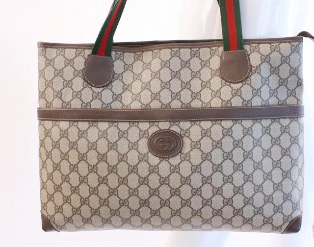 Gucci 1980s Vintage Large GG Monogram Canvas & Leather Tote – Featherstone  Vintage
