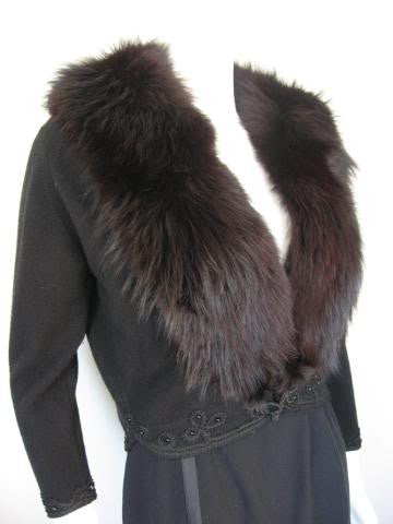 Laboutique, Sweaters, Vintage Laboutique Cream Cashmere Sweater W Mink Fur  Collar Lace Lining