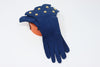 New Vintage HERMES Blue Leather Gloves With Studs