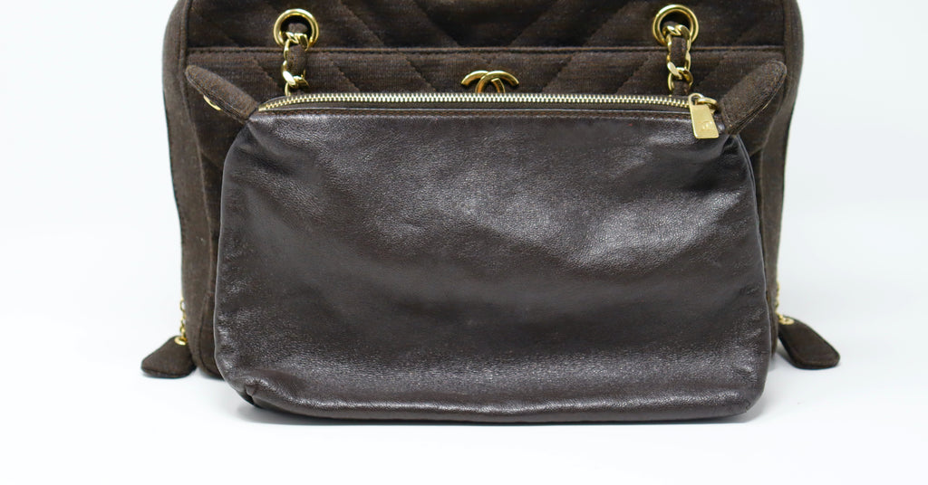 Rare Vintage CHANEL Brown Jersey Bag at Rice and Beans Vintage