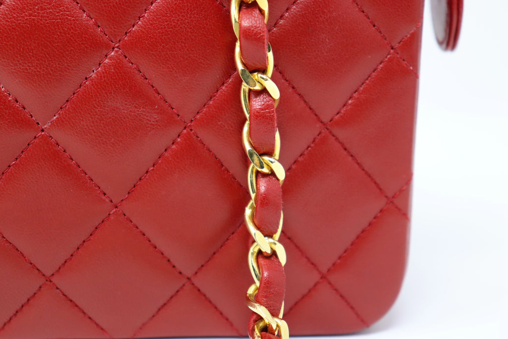 Rare Vintage CHANEL Red Flap Bag at Rice and Beans Vintage