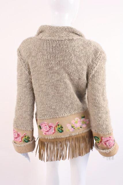 John Galliano cream wool and fur sweater with matching shearling