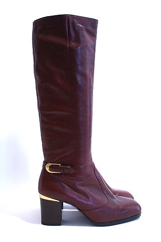 1970s Leather Boots With Gold Accents