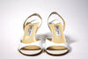 JIMMY CHOO White Patent Leather & Gold Heels