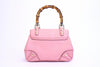 GUCCI Pink Studded Leather Handbag w/Bamboo Handle & Wallet