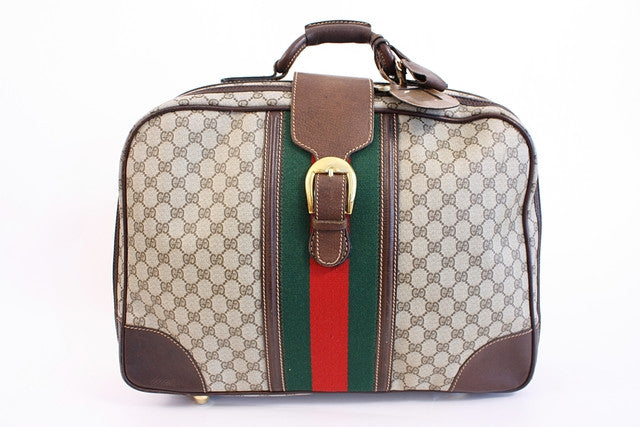 Gucci Carry On Bag Suitcase Overnight Luggage GG Logo Canvas Vintage 1970s  at 1stDibs