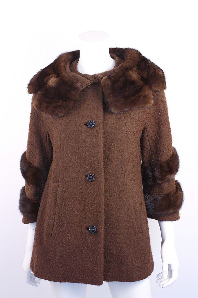 Vintage 50's LILLI ANN Boucle & Fur Coat at Rice and Beans Vintage