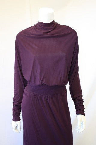 1970s GIVENCHY Purple Silk Jersey Gown