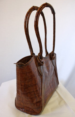 1990s Caramel Brown Alligator Tote