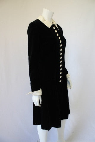 Louis Feraud Dress Vintage Black White Dress Viscose Buttons