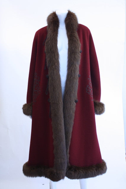 Red Fox Fur Tweed Coat – Marssiana