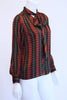 1980s YVES SAINT LAURENT Plaid V-Neck Blouse