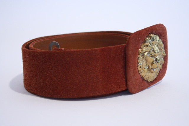 Vintage 70's ANNE KLEIN Gold Lion Head Belt at Rice and Beans Vintage